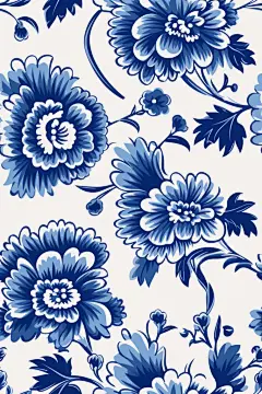 青花瓷纹样插图绘画