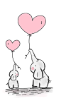 可爱的大象，大象，气球，爱，心
