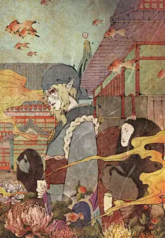 找了一些动漫怪化猫的插画这种风格我很喜欢