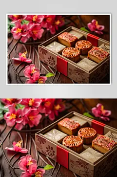 AI数字艺术中秋节送礼月饼礼盒图片