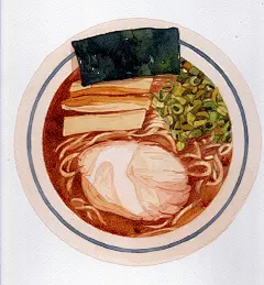 面食记-怪咖liuin_食物，水彩_涂鸦王国插画