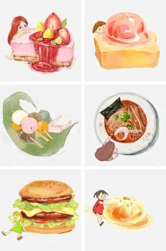 美食与可爱少女卡通主题插画合集图片大小2000x3020px 图片尺寸4.28 MB 来自PNG搜索网 pngss.com 免费免扣png素材下载！布丁#布丁手绘#草莓蛋糕#草莓蛋糕手绘#草团#草团手绘#灌汤包#灌汤包手绘#汉堡#汉堡手绘#卡通手绘#拉面#拉面手绘#