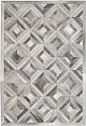 Madisons Grey Parquet Pattern Patchwork Cowhide Rug: 