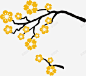 扁平化树枝上的金色梅花矢量图 免抠png 设计图片 免费下载 页面网页 平面电商 创意素材