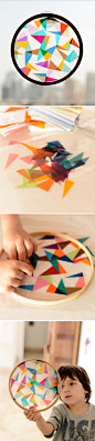 DIY Colorful geometric sun catcher - fun craft activity for kids