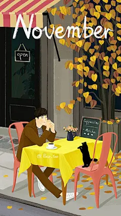 日历插画壁纸#插画#一个人#