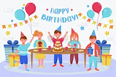 请柬,贺卡,模板,儿童,女孩,生日,男孩,明信片,文字,平坦的