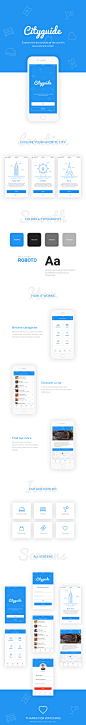 Cityguide Free Mobile App PSD : Cityguide Mobile App Template includes 7 well-layered screens. Cityguide can be very helpful if you're planning  create great looking mobile app.