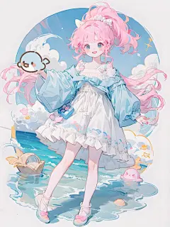 限定·萌系踏浪少女丨可爱女生头像壁纸