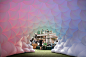 fabric prism installation by pneuhaus uses an inflatable membrane which responds to light