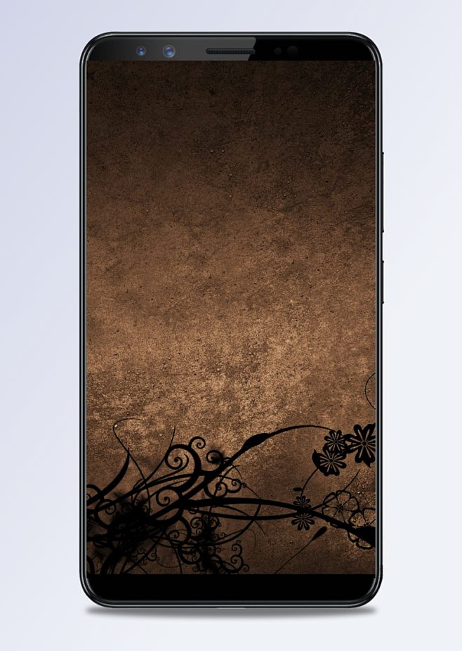 纹理褐色底纹黑色花朵H5背景素材