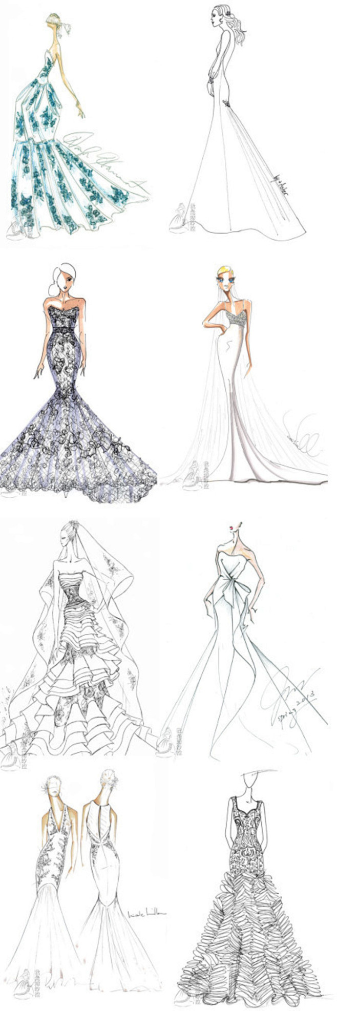 『那些大师们的手绘婚纱礼服服装设计图』@...