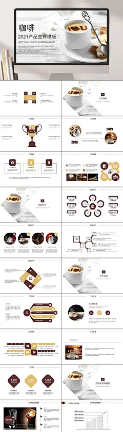 白色高端大气创意清新咖啡行业PPT