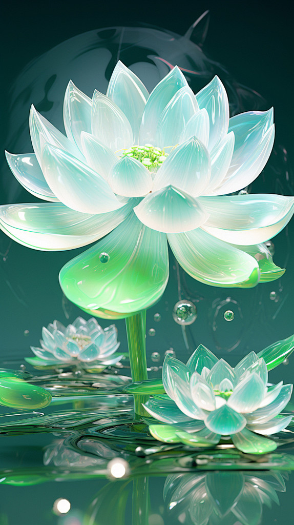 透明荷花花朵花卉素材图片