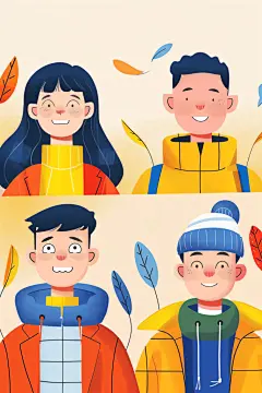 扁平化时尚青年五四青年节人物插画