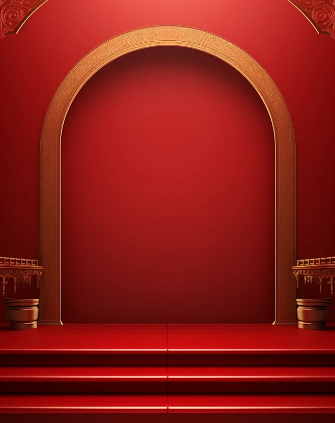 Red arch stage with ...