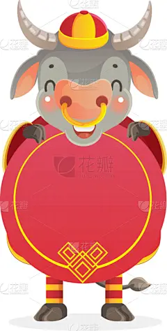 母牛,可爱的,传统,贺卡,春节,中文,新年前夕,十二生肖,动物,节日