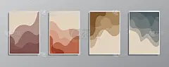 一套创意极简主义手绘复古中性色插图