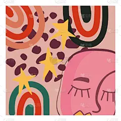 涂鸦当代手绘各种形状的脸和物体