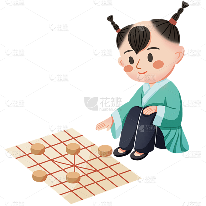 手绘-儿童国学兴趣班元素贴纸-象棋