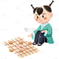 手绘-儿童国学兴趣班元素贴纸-象棋