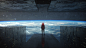 General 3840x2160 digital digital art artwork fantasy art landscape planet Earth space spacescapes spaceship ship futuristic people alone loneliness galaxy stars hoods red jackets lights dark 3D blue clouds environment concept art atmosphere science ficti