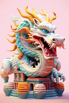 龙年神秘神话东方龙青龙建筑模型