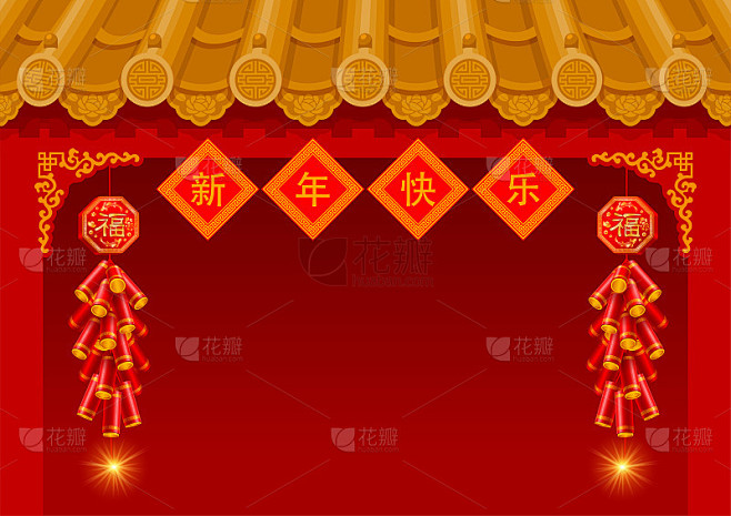 中式大门与新年装饰