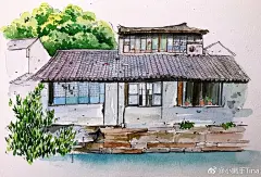 老房子作者：@小嫩手Tina 
纸：宝虹中粗300g
笔：小染，秀意
颜料：白夜艺术家级12色
#水彩##手绘##水彩教程# ​​​​