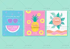 105号创意时尚夏日明亮色彩装饰画芯海报封面插画AI矢量设计素材-淘宝网