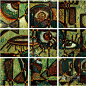 高媛《眸》 50cm×50cm 木板、大漆、蛋壳、麻布、蛋壳粉、色粉 2013_漆画_艺术中国
