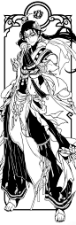 美しい男の白黒線のドラフト