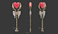 爱心法杖，黄金法杖，权杖，桃心，红心 - 武器模型 蛮蜗网