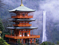 那智瀑布和寶塔，日本。 #美景#