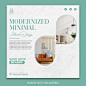 其中包括图片：Modernized minimal interior instagram post design Premium Psd