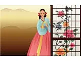 卡通绘画朝鲜族女性人物服饰壁... zhpan.com.cn