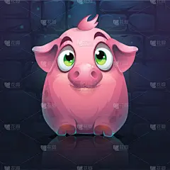 猪,巨大的,卡通,砖墙,背景,格子烤肉,暗色,砖,联系,击败