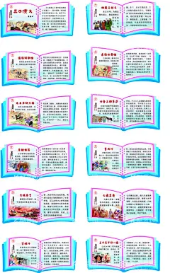 三国演义吊牌  - 源文件下载【酷图网】四大名著,三国,吊牌,书本异形,插画,故事简介,