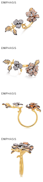 EMPHASIS艾斐诗Symphony「颂」18K金牡丹三色堇钻石戒指88838R-tmall.com天猫