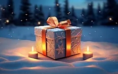雪地3d礼物盒素材图片