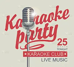 卡拉ok派对用带麦克风的横幅