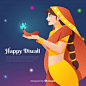 Lovely diwali background with flat design