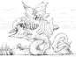 奇拔生物利维坦，艾玛，这次坎坷死啊 L 【百战ONE线稿】奇拔生物：利维坦