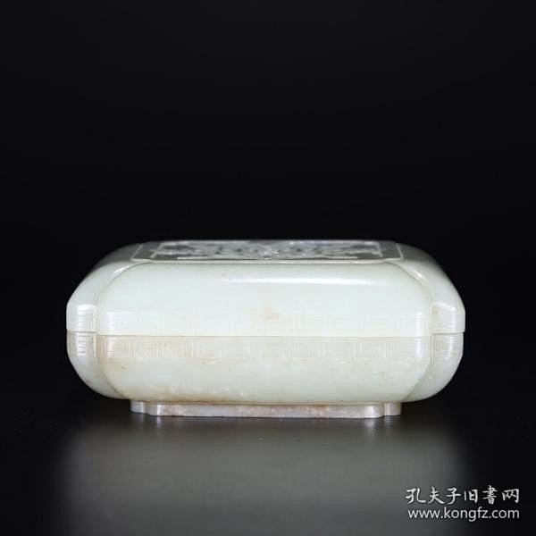 旧藏 和田玉 四方来财盒子