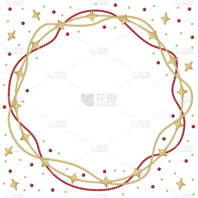 圣诞星珠花环圆框
