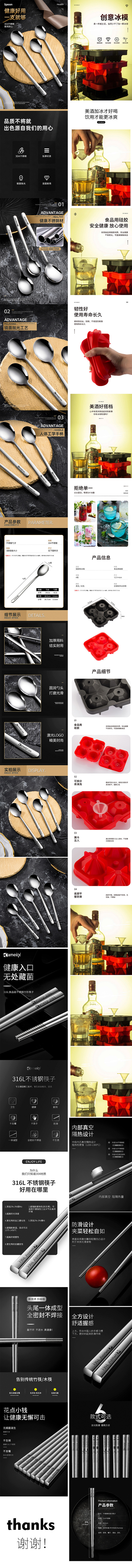 不锈钢勺子+不锈钢筷子+钻石冰模（详情页...