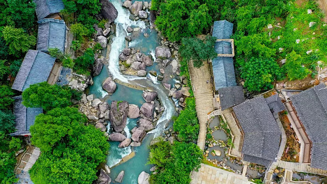  江西上饶4A级景区望仙谷，坐落于上饶灵山山脉，瀑布峡谷之中图片素材 Illustration 