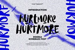 Hurtmore街头潮流毛笔书法手写草书涂鸦潮牌logo海报标题英文字体图片