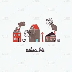 urban houses with lettering