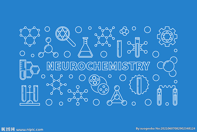 神经化学概念线性图标插画